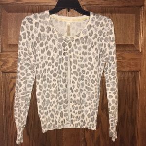 Gray Leopard Print Cardigan